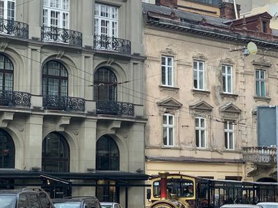 Stylized violet city map of Lviv atmosphere